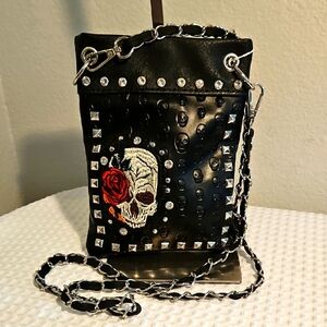 Studded Black Skull Crossbody